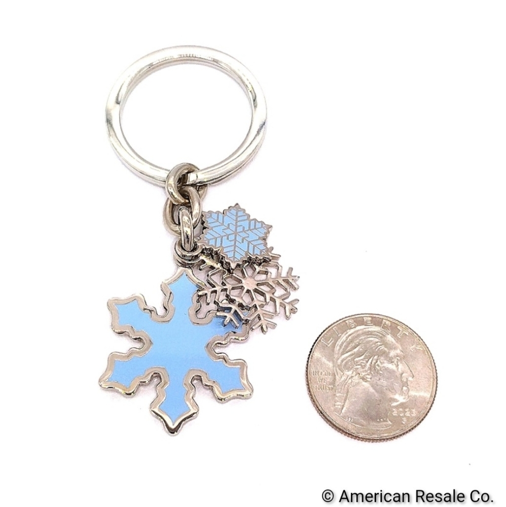 COACH Vintage Sky Blue Multi Snowflake Keychain Fob Purse Charm - Picture 6 of 6